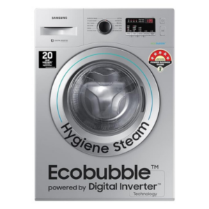 Samsung 6.5 Kg 5 Star Fully-Automatic Inverter Front Loading Washing Machine with Eco Bubble Technology (WW65R20EKSS/TL, Hygiene Steam, Silver)