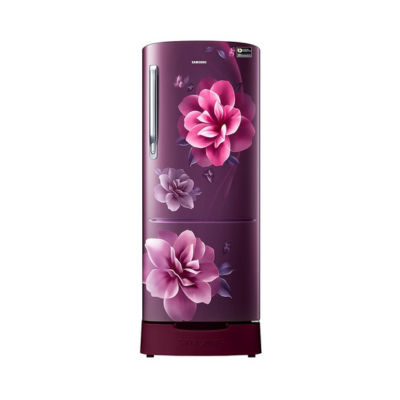 Samsung 183 L, 3 Star, Digital Inverter, Direct-Cool Single Door Refrigerator (RR20C1823CRHL, Red, Camellia Purple, Base Stand Drawer, 2023 Model)