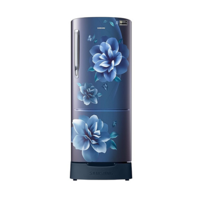 Samsung 183 L, 3 Star, Digital Inverter, Direct-Cool Single Door Refrigerator (RR20C1823CUHL, Camellia Blue, Base Stand Drawer, 2023 Model)