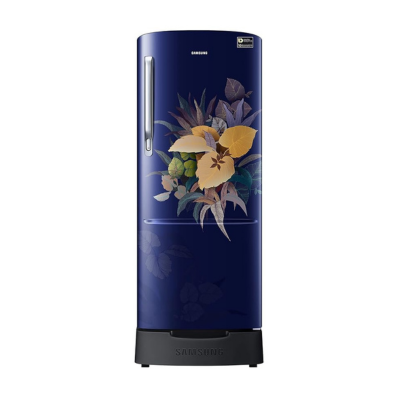 Samsung 183 L, 3 Star, Digital Inverter, Direct-Cool Single Door Refrigerator (RR20C1823VBHL, Urban Tropical Blue, Base Stand Drawer, 2023 Model)