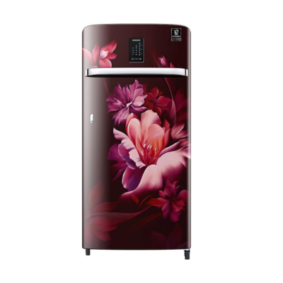 Samsung 184L 3 Star Digi-Touch Cool Digital Inverter Direct-Cool Single Door Refrigerator Appliance Curd Maestro (RR21C2J23RZHL,Midnight Blossom Red)