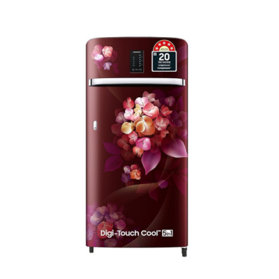 Samsung 189 L, 5 Star, Digi-Touch Cool Digital Inverter, with Display Direct-Cool Single Door Refrigerator (RR21C2E25HTHL, Red, Hydrangea Plum, 2023 Model)