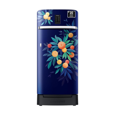 Samsung 189 L, 5 Star, Digi-Touch Cool Digital Inverter, with Display Direct-Cool Single Door Refrigerator (RR21C2F25NKHL,Orange Blossom Blue, Base Stand Drawer, 2023 Model)