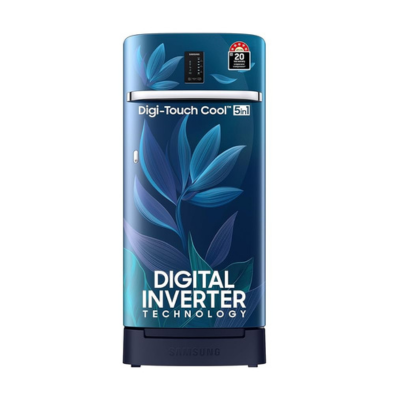 Samsung 189 L, 5 Star, Digi-Touch Cool with Display, Digital Inverter Direct-Cool Single Door Refrigerator (RR21C2F259UHL,Paradise Bloom Blue) Base Stand Drawer 2024 Model