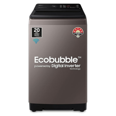 Samsung 8 Kg '5-star Ecobubble™ Wi-Fi Inverter Fully-Automatic Top Load Washing Machine Appliance (WA80BG4546BRTL, Rose Brown), Bubble Storm & Super Speed Technology